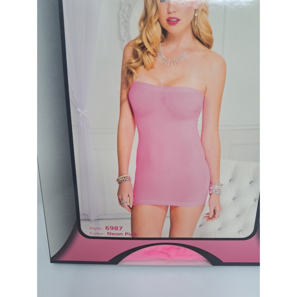 Music Legs 6987 Neon Pink Strapless Tube Mini Dress One Size Fits Most Seamless